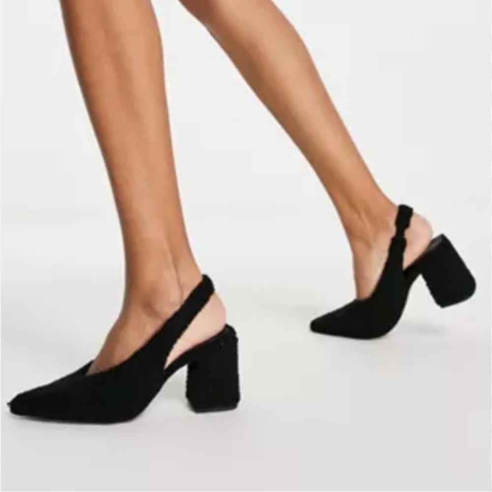 ASOS DESIGN Serina slingback block heeled shoes in black sandals size 9 new - Picture 1 of 9
